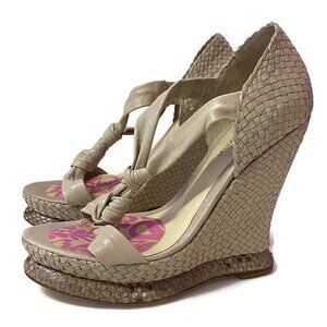 Alexandre Birman Beige Woven Leather Sandals
